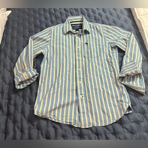 Abercrombie & Fitch Blue and Yellow stripe Button Down Shirt